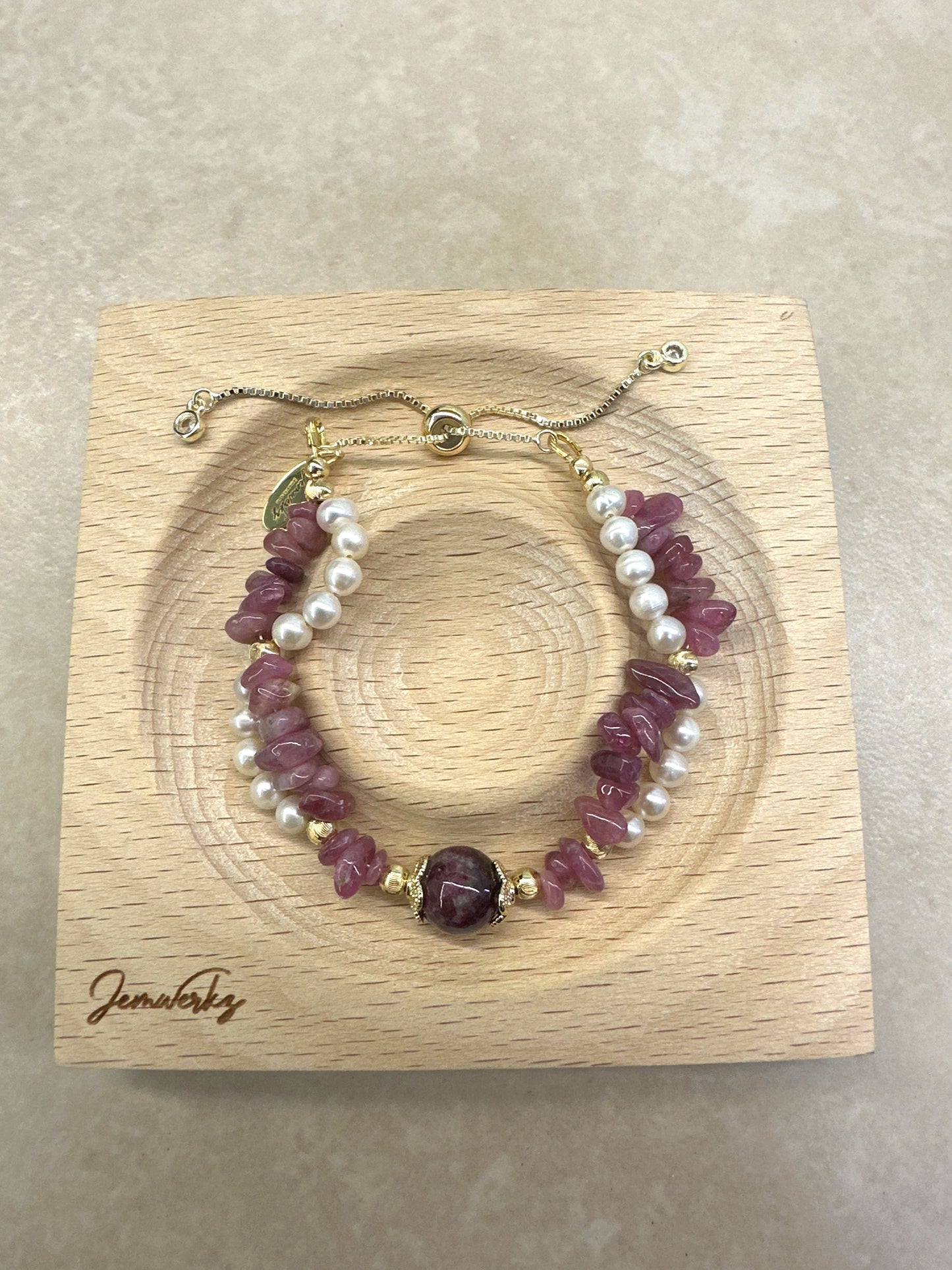 TAMAO 1.0 - Pink Tourmaline and Swarovski Pearls Bracelet