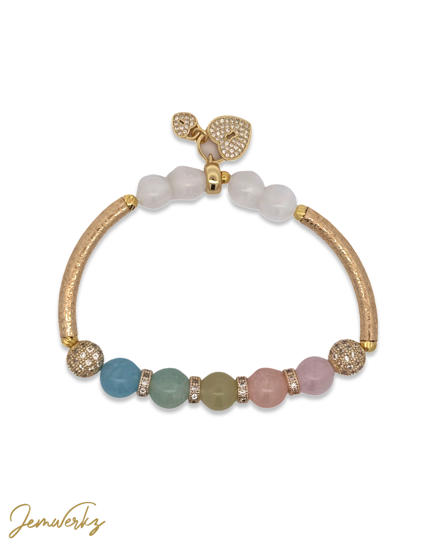 MELODIE 1.1 - Morganite Rainbow with Selenite Bracelet