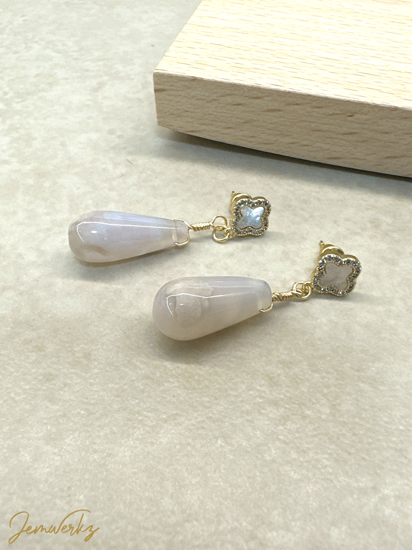 STELLAR - Sakura Agate Teardrop Earrings
