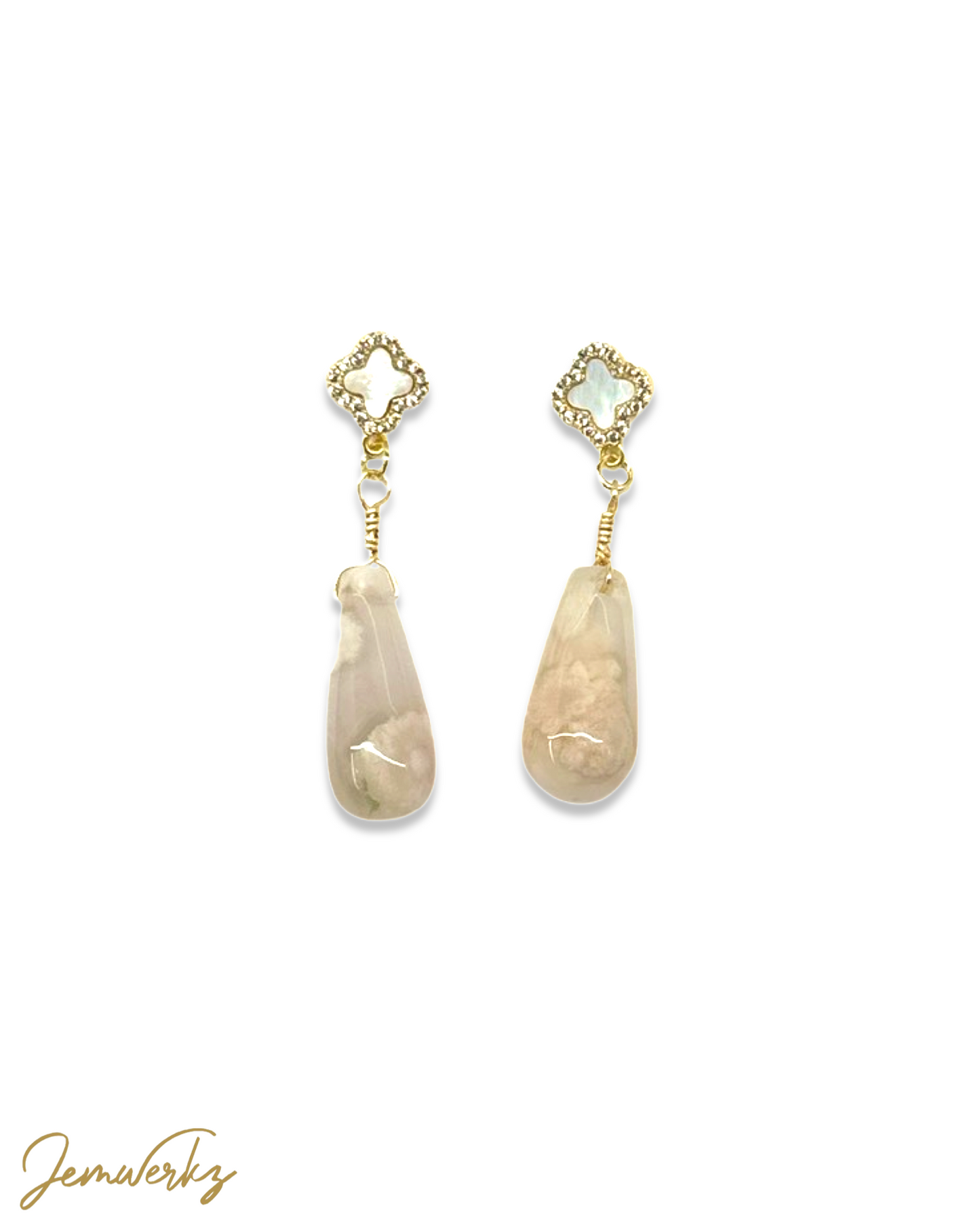 STELLAR - Sakura Agate Teardrop Earrings