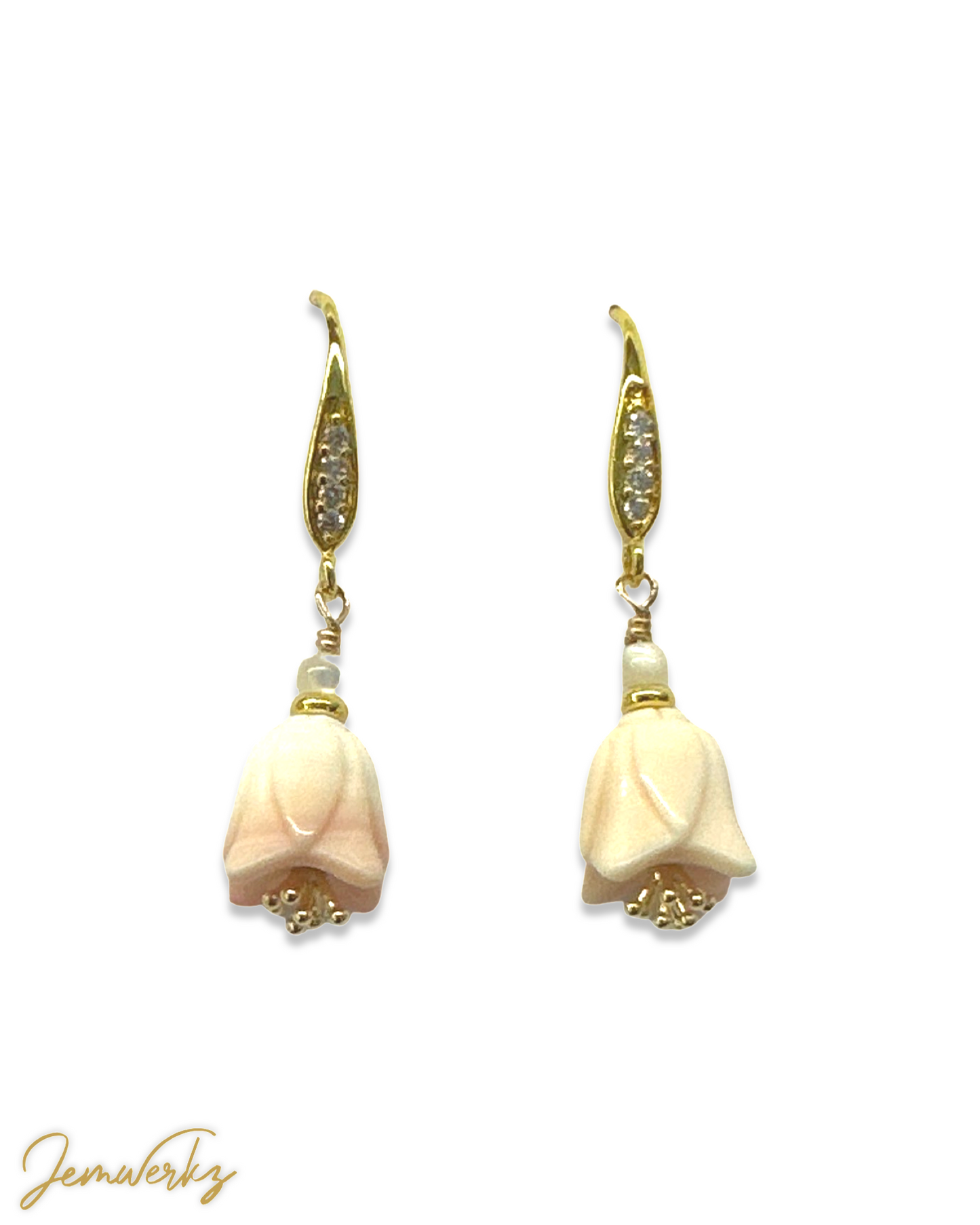 QIANA - Queen Conch Shell Peony / Tulip Mother-of-Pearl Earrings