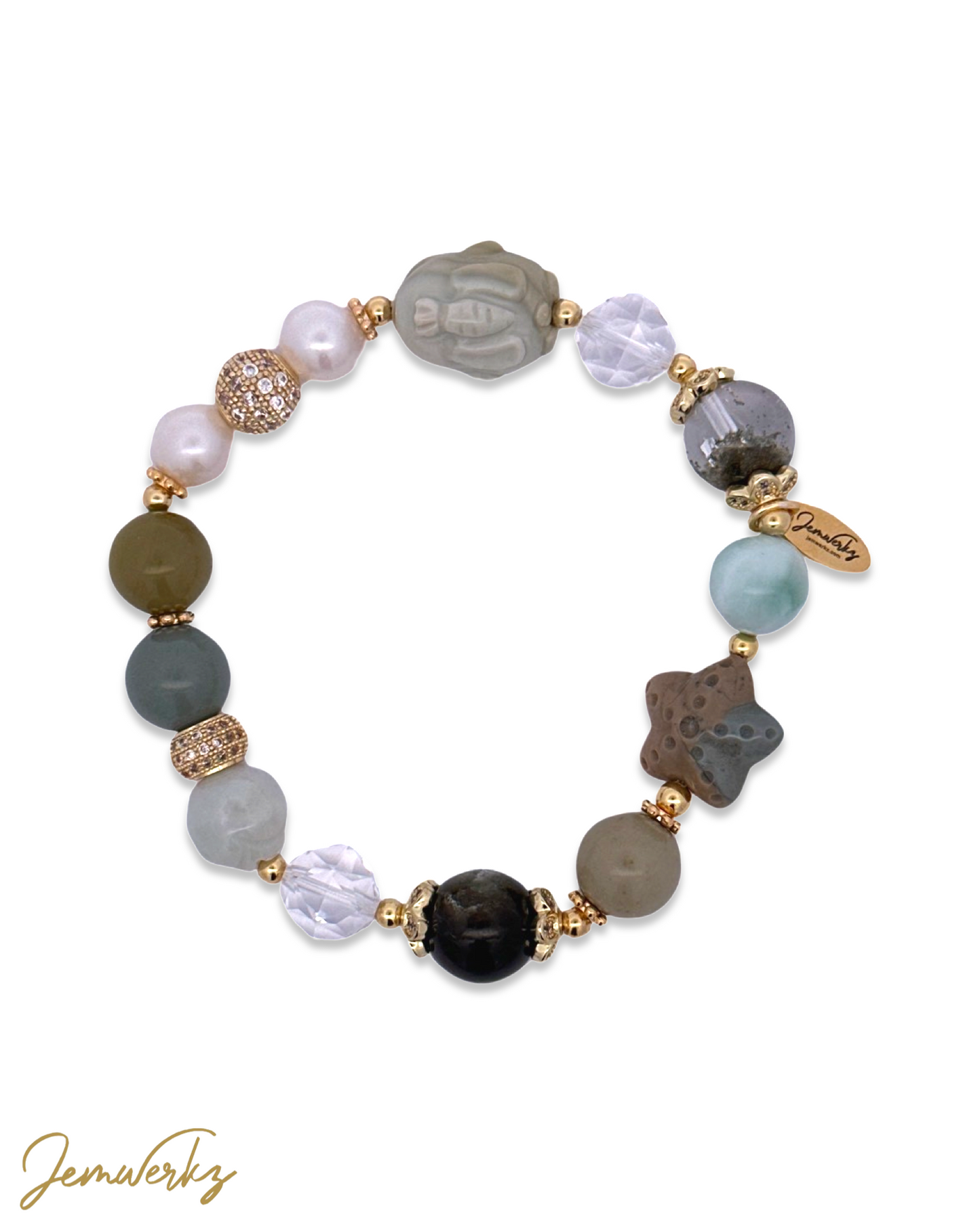 ALYXA - Alashan Agate Bunny and Carrot Bracelet