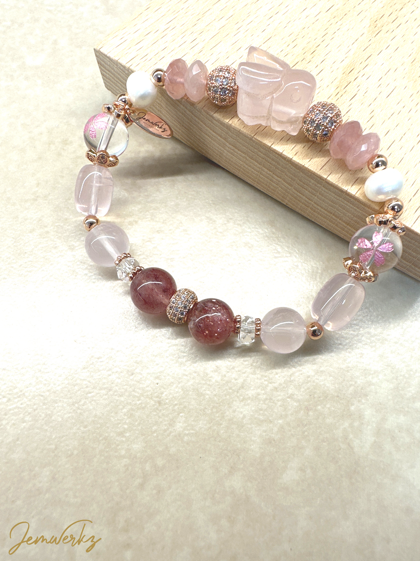 RIKKY - Rose Quartz Bunny Medley Bracelet