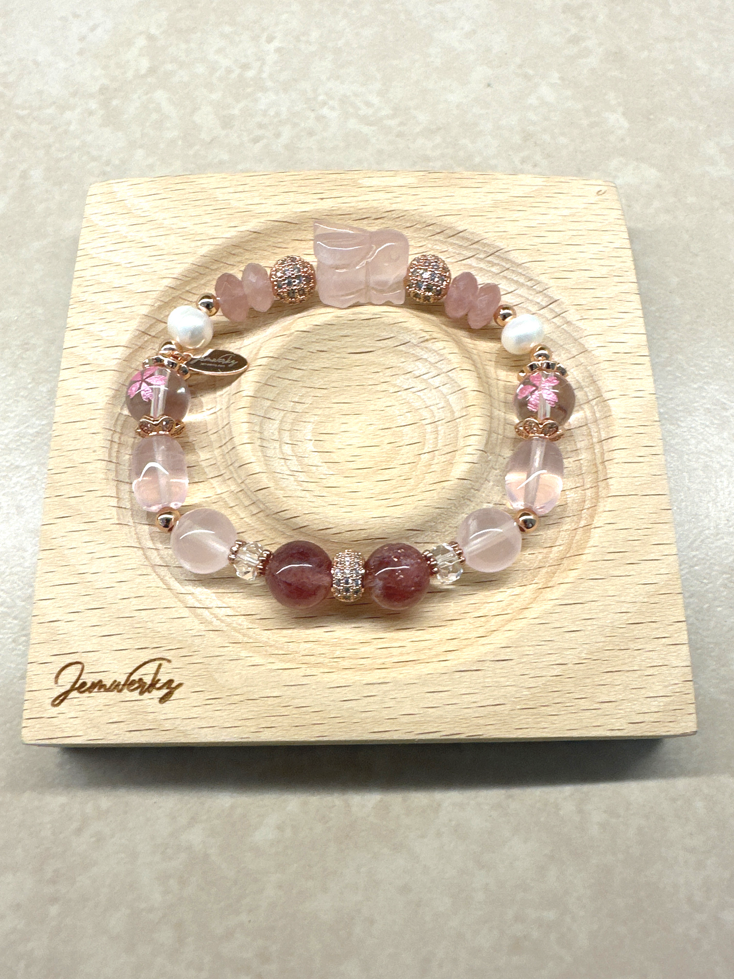 RIKKY - Rose Quartz Bunny Medley Bracelet