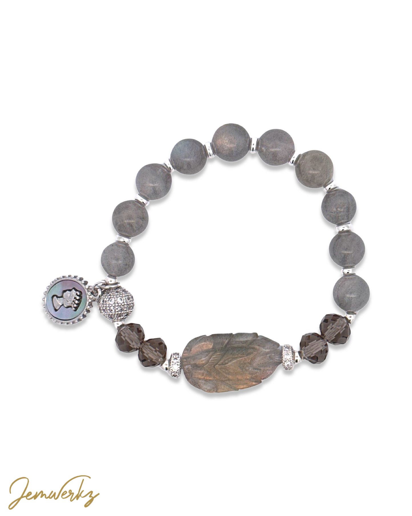 LAKEN - Labradorite 9-Tailed Fox with Faceted Smoky Quartz Bracelet
