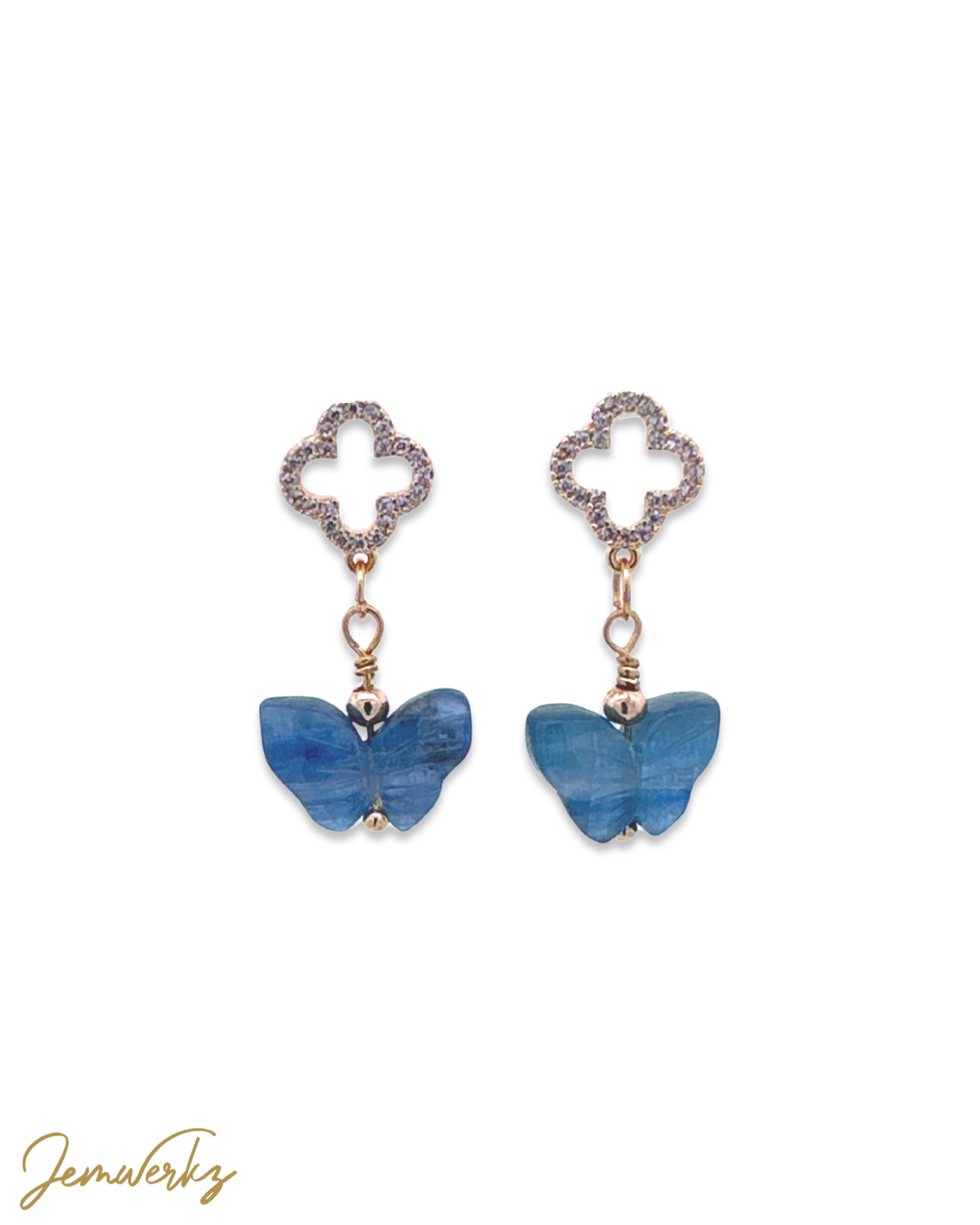 KINSLEIGH - Kyanite Butterflies with Clover Stud Earrings