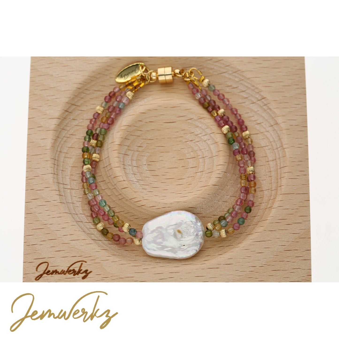 TEIKO - Three Strand Tourmaline and Baroque Pearl Bracelet