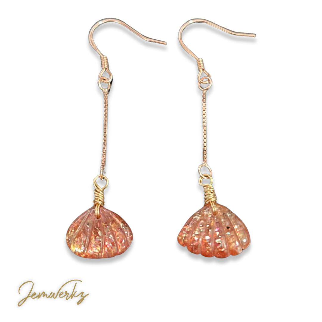 SOLEIL 1.0 - Sunstone Shell Earrings Crystal Jewellery Singapore
