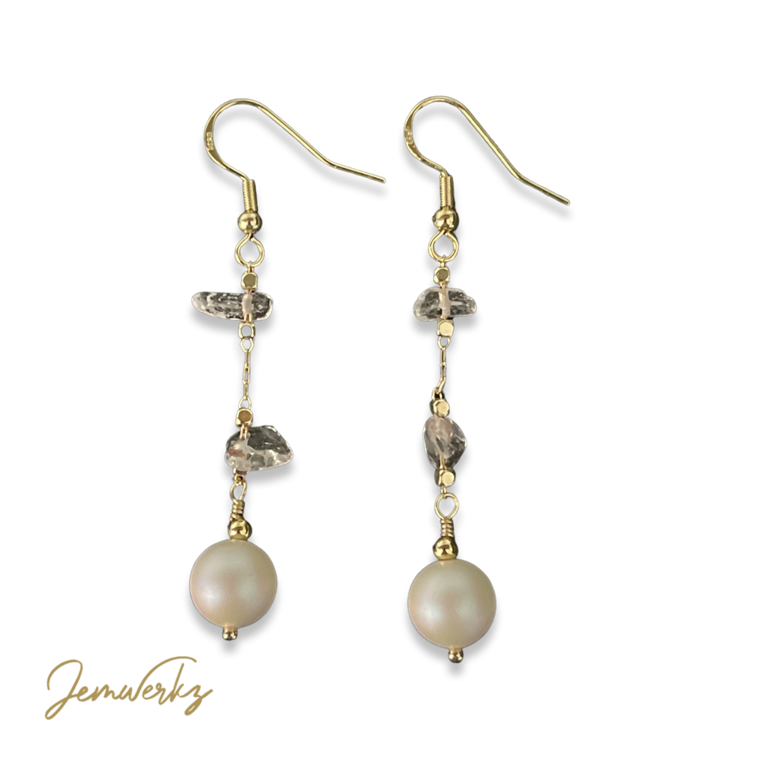 CLEO - Clear Quartz Dangling Handmade Earrings Singapore