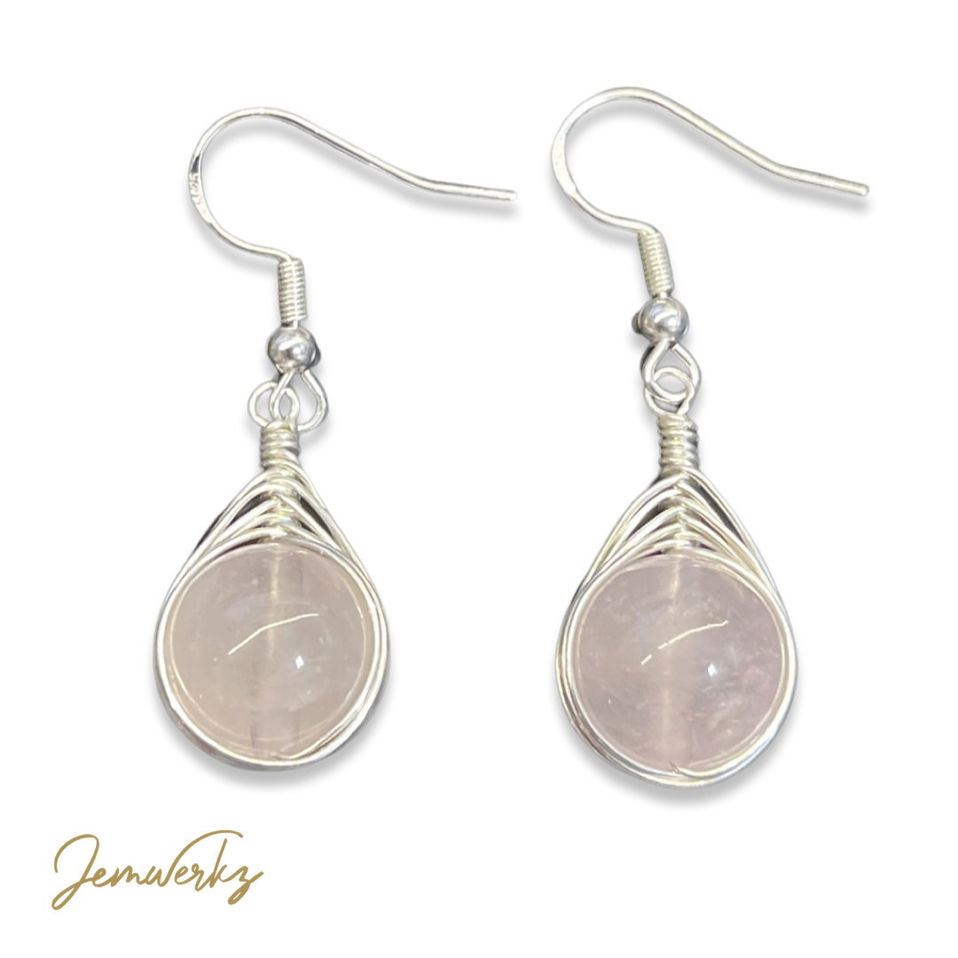 RUBI - Magdascar Rose Quartz Wire-wrapped Earrings