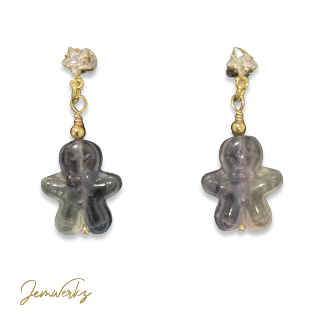 GINGY 1.1 - Gingerbread Fluorite Earrings