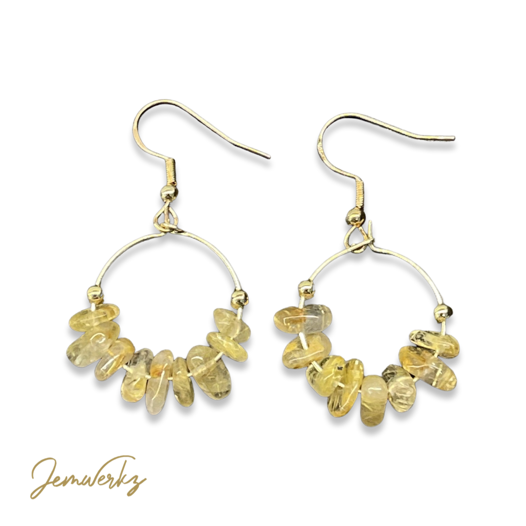 GITTEL - Gold Rutile Chips Hoop Earrings