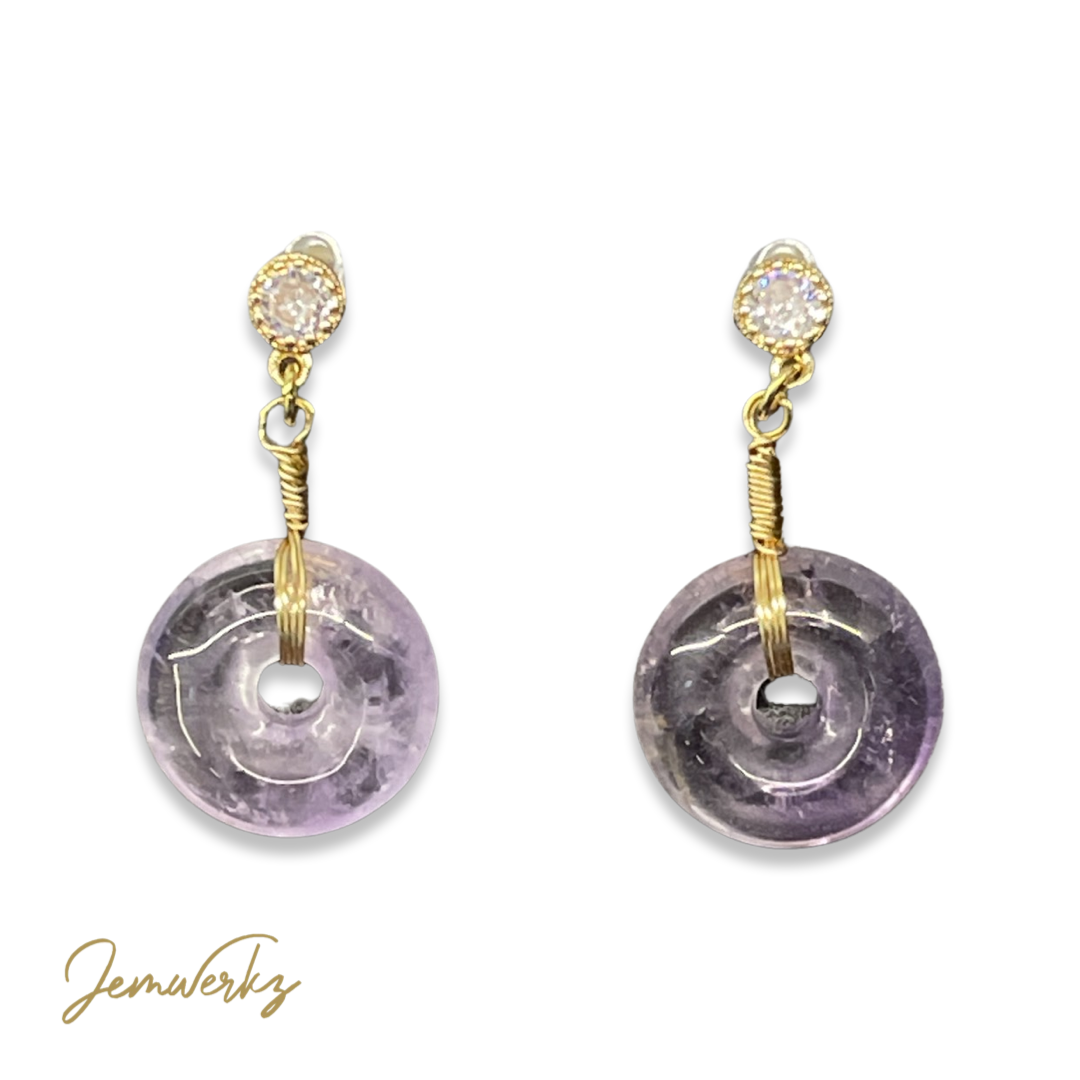 Amethyst Donut Earrings | Amethyst Earrings | Donut Earring | Jemwerkz
