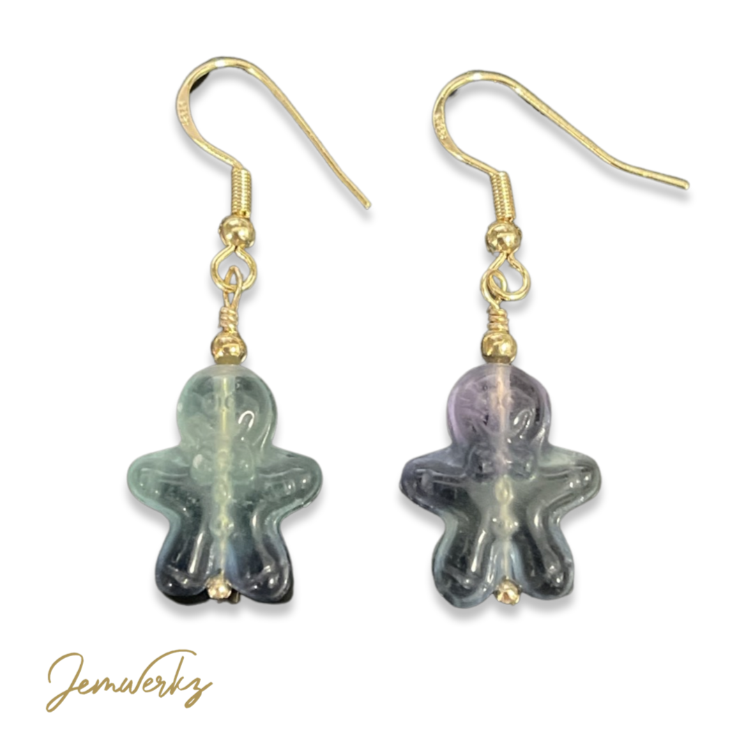 GINGY 1.0 - Gingerbread Fluorite Earrings