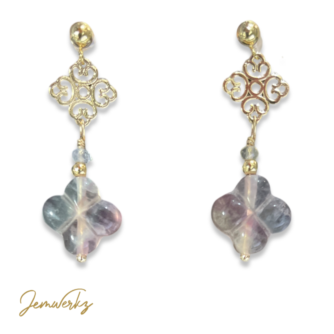 FAYE 1.0 - Fluorite Clover Earrings