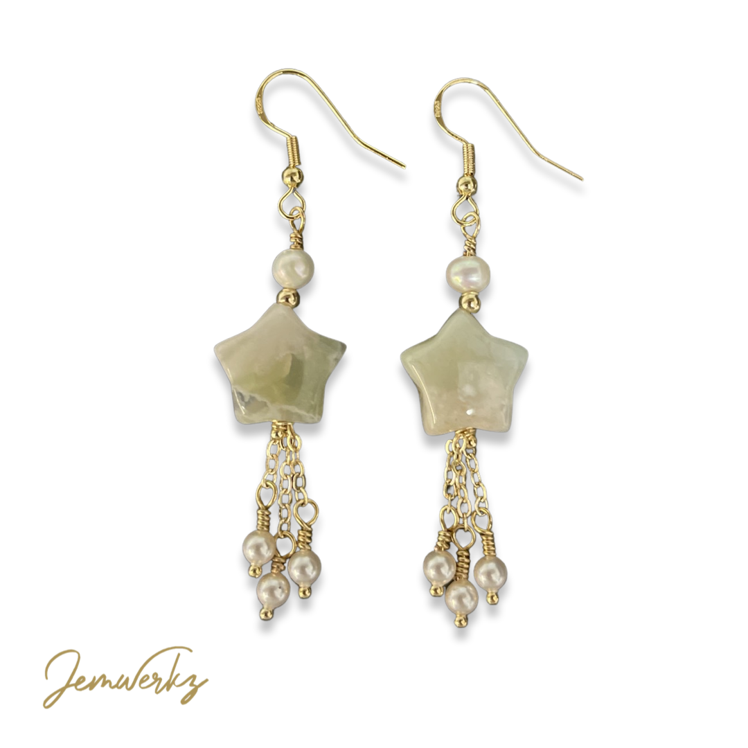 SOFIE 2.0 - Sakura Agate Star and Freshwater Pearls Earrings