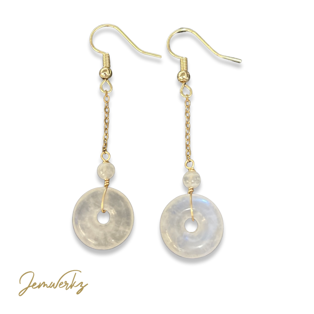 MACY - Moonstone Donut Dangling Handmade Earrings Singapore