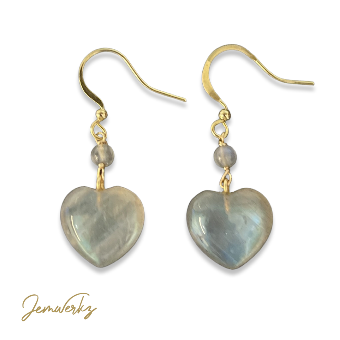 LARA 1.0 - Labradorite Heart Handmade Earrings Singapore