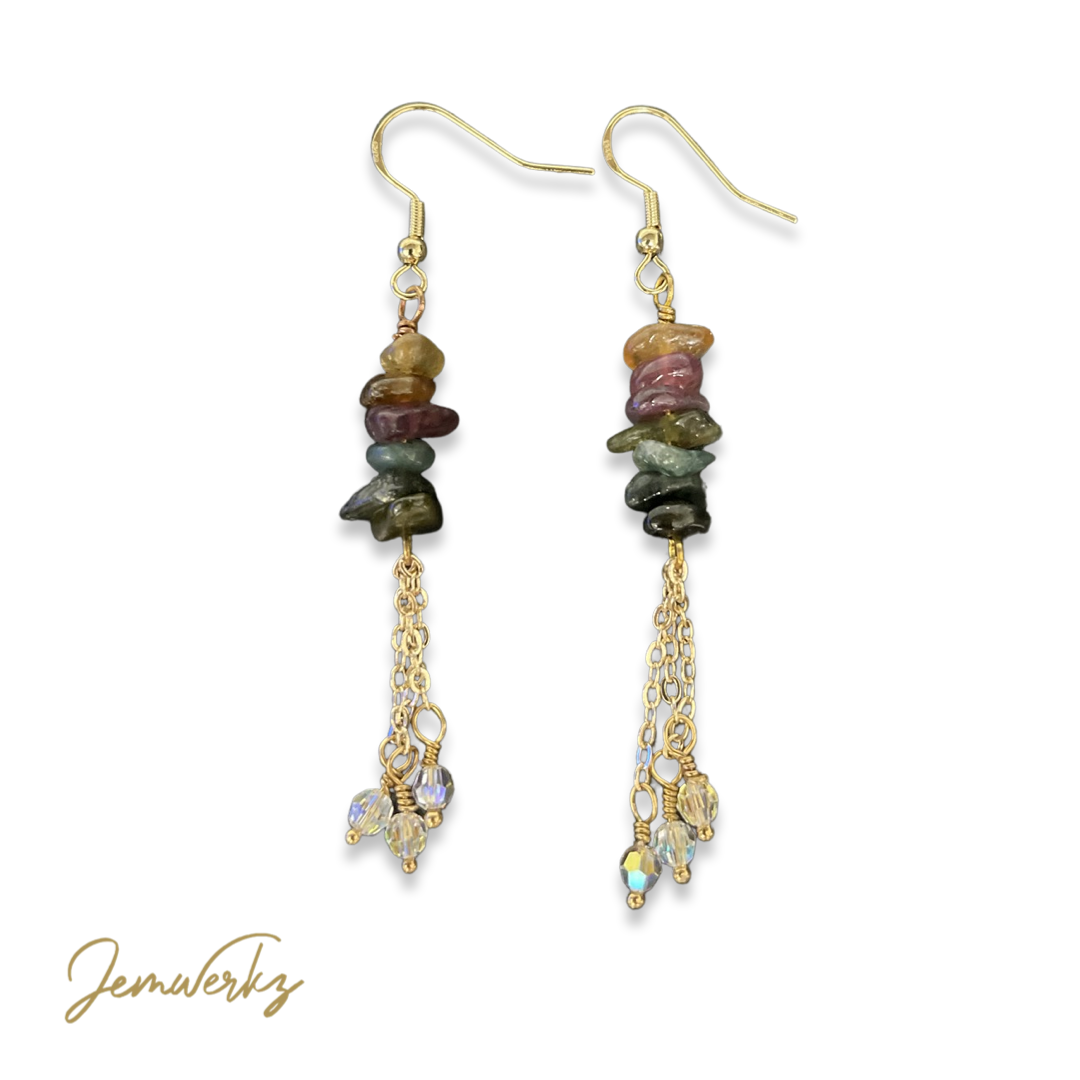 TIANA 1.0 - Tourmaline and Swarovski Crystals Earrings