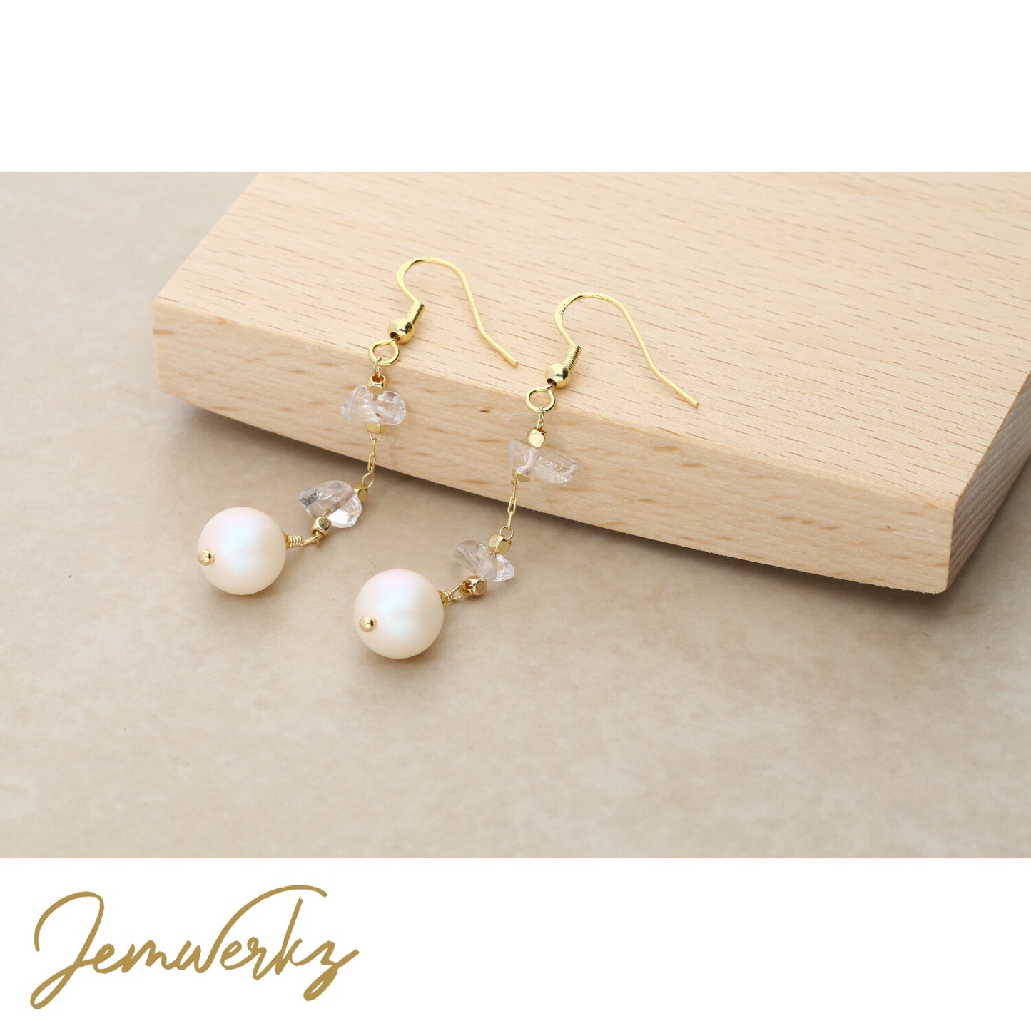 CLEO - Clear Quartz Dangling Handmade Earrings