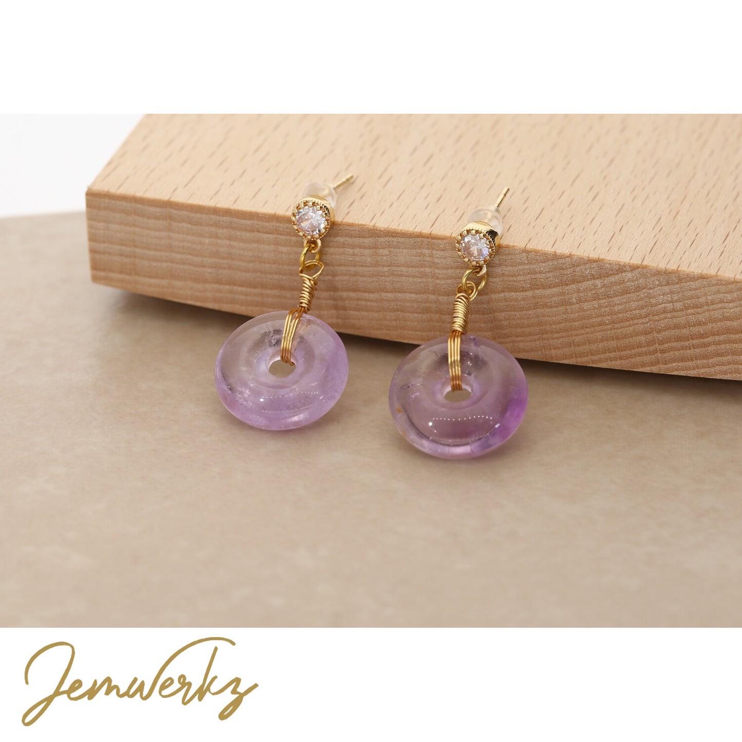 Amethyst Donut Earrings | Amethyst Earrings | Donut Earring | Jemwerkz