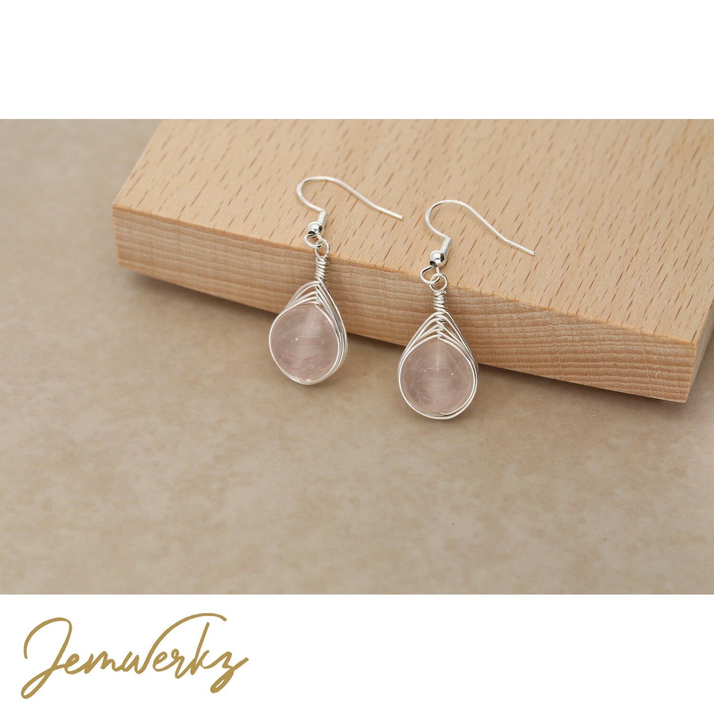 RUBI - Magdascar Rose Quartz Wire-wrapped Earrings