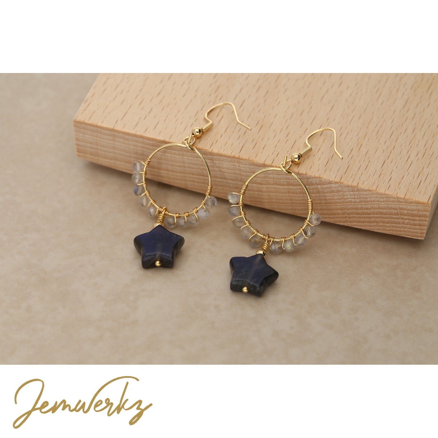 LITZY - Labradorite Star Hoop Earrings