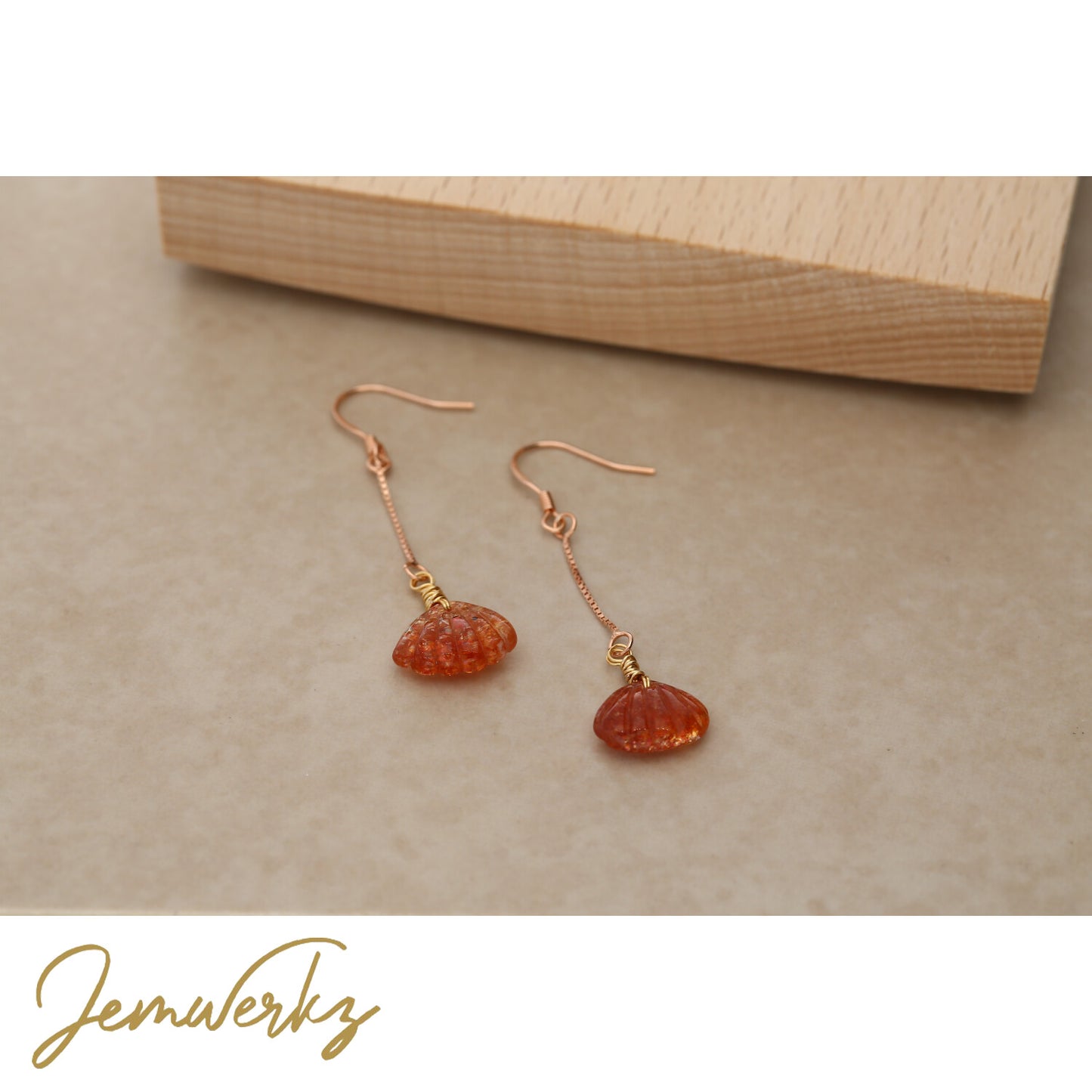 SOLEIL 1.0 - Sunstone Shell Earrings Crystal Jewellery