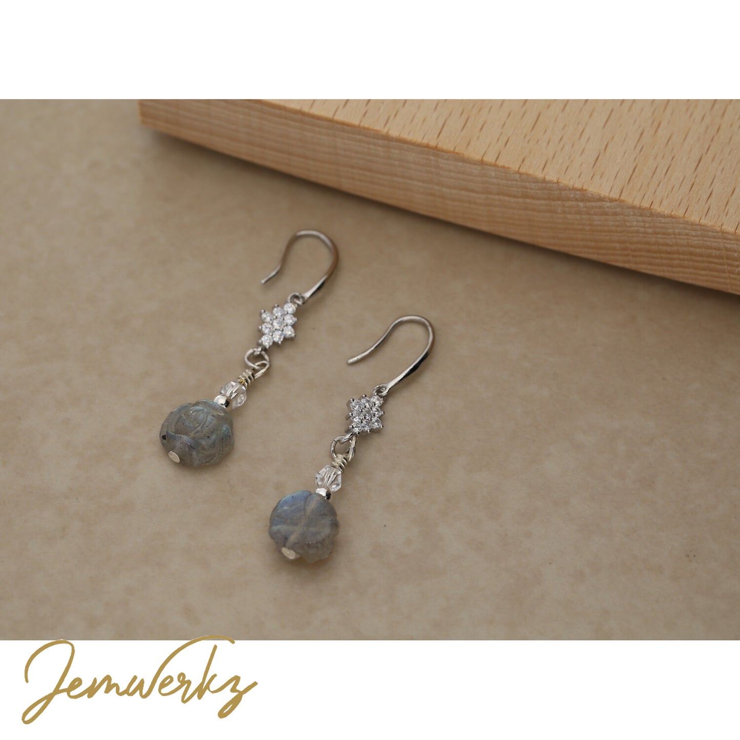 LANA - Labradorite Rose Earrings