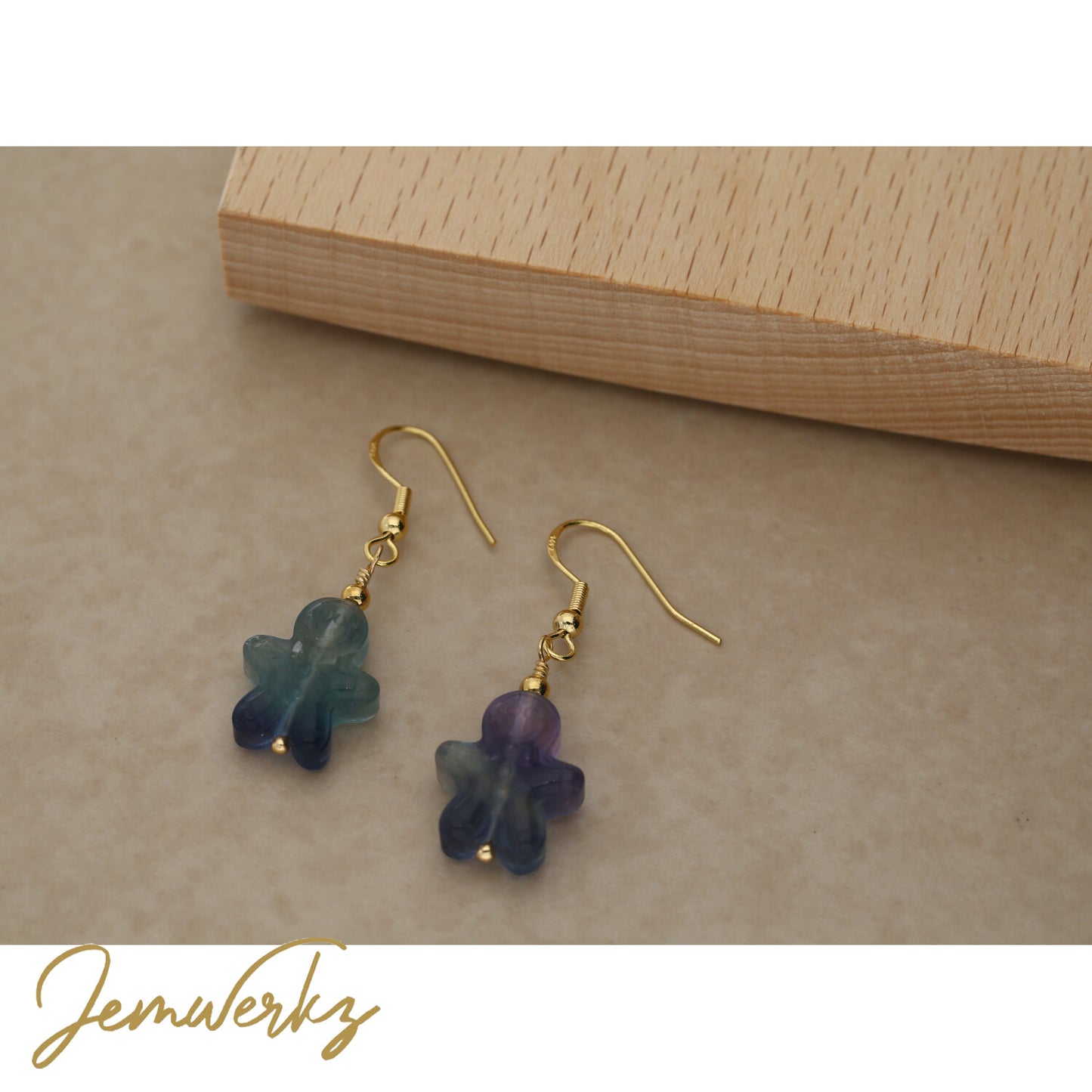 GINGY 1.0 - Gingerbread Fluorite Earrings