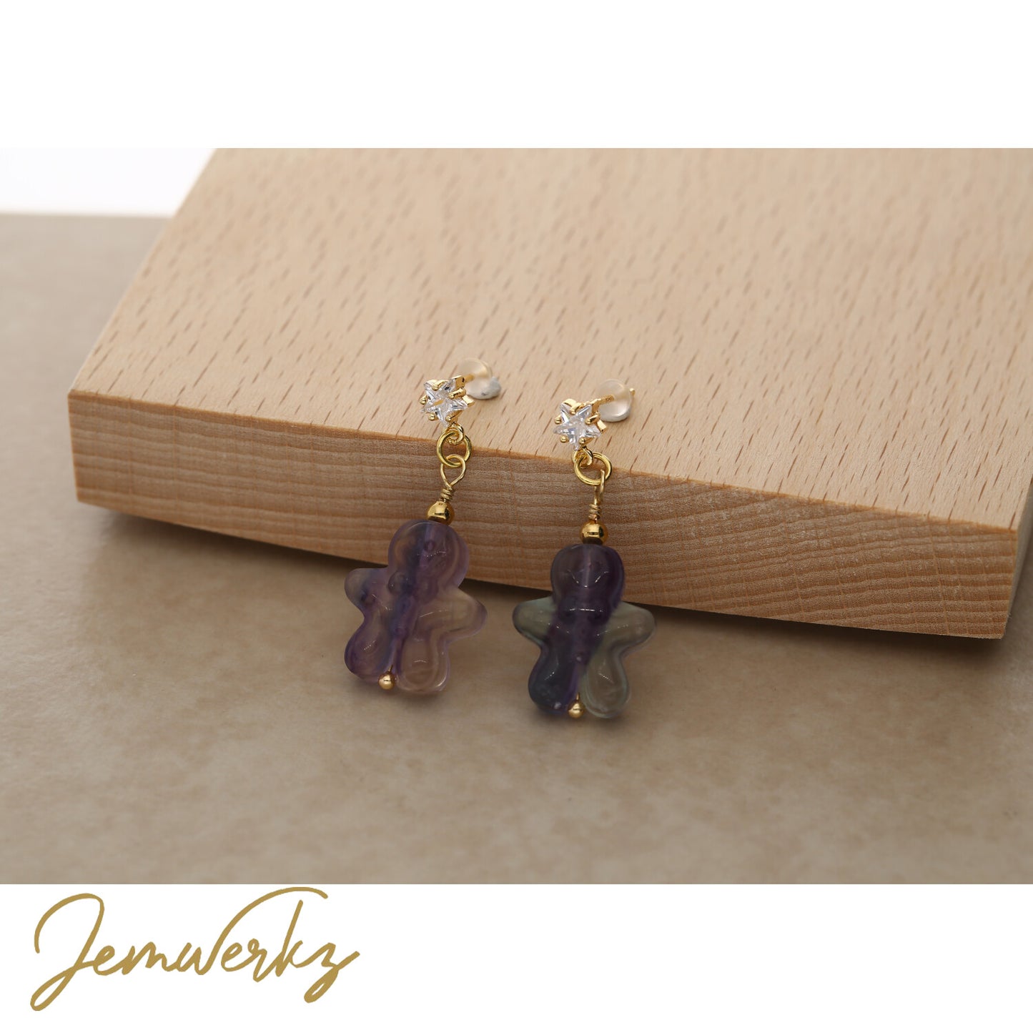GINGY 1.1 - Gingerbread Fluorite Earrings