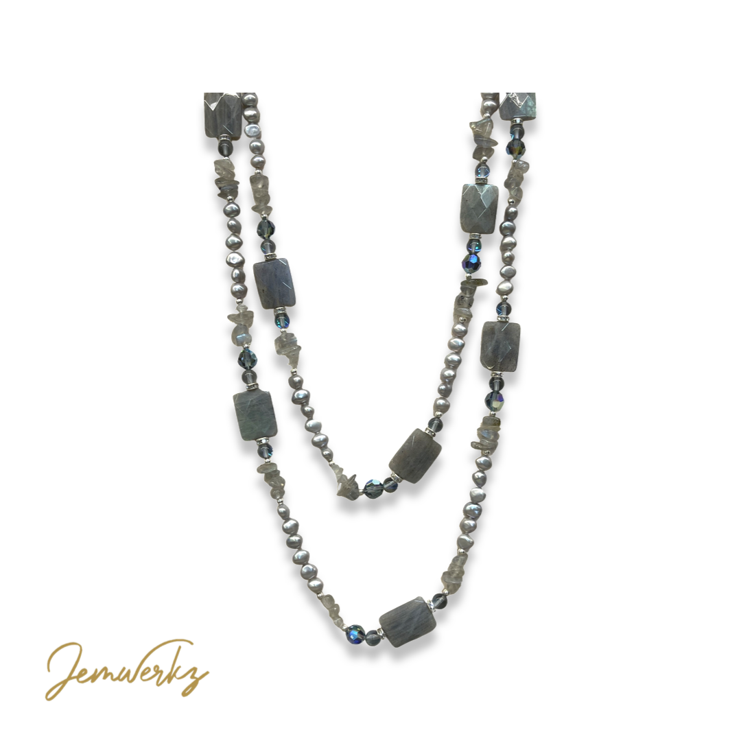 LAURYN - Labradorite and Freshwater Pearls Endless Necklace