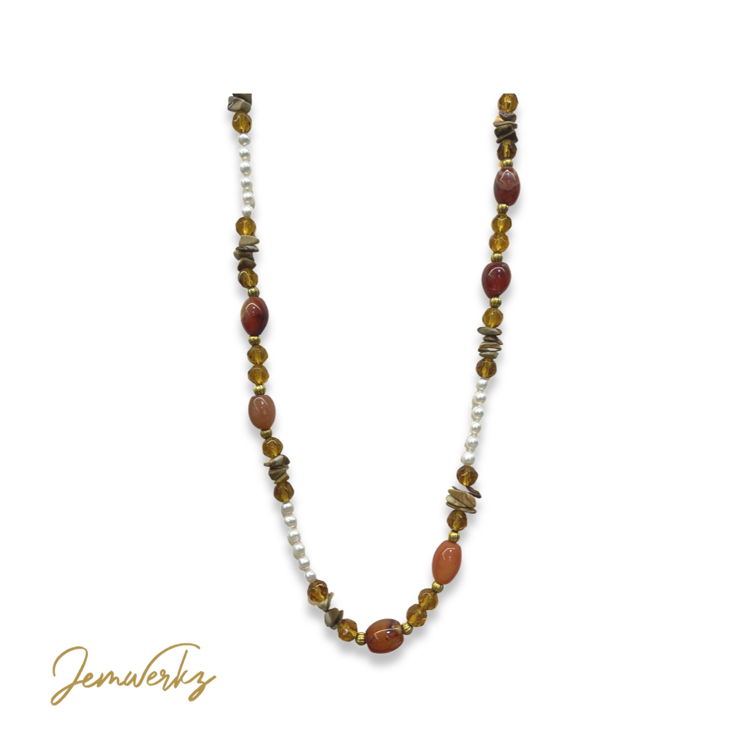 CASEY - Carnelian and Jasper Chips Endless Necklace