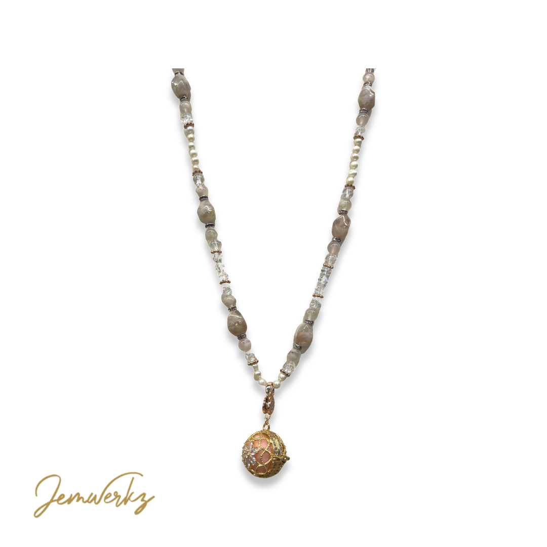 SACHI - Sakura Agate with Aroma Ball Endless Necklace