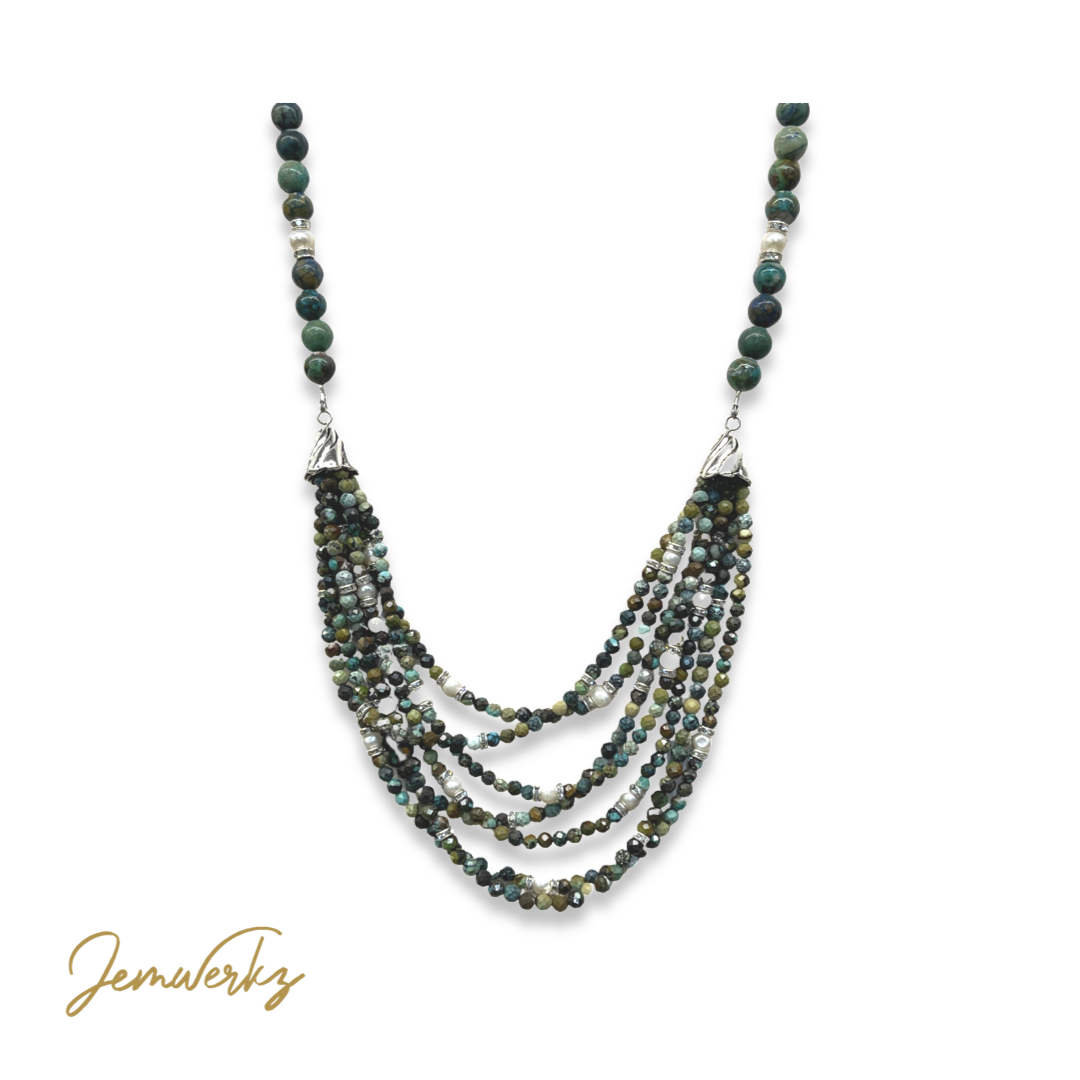 CAMILLE - Multi-Strand Chrysocolla and Faceted Turquoise Necklace