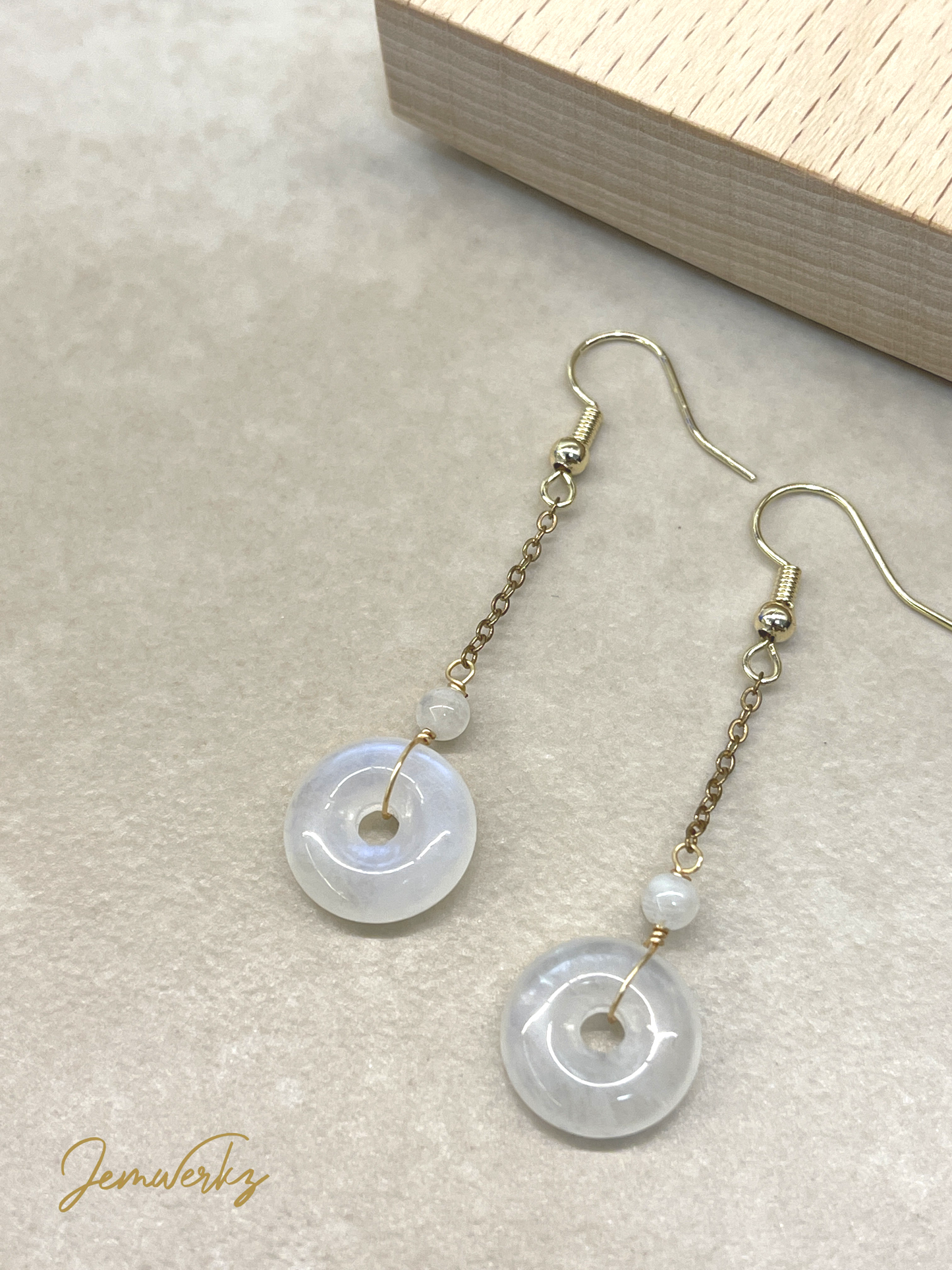 MACY - Moonstone Donut Dangling Handmade Earrings