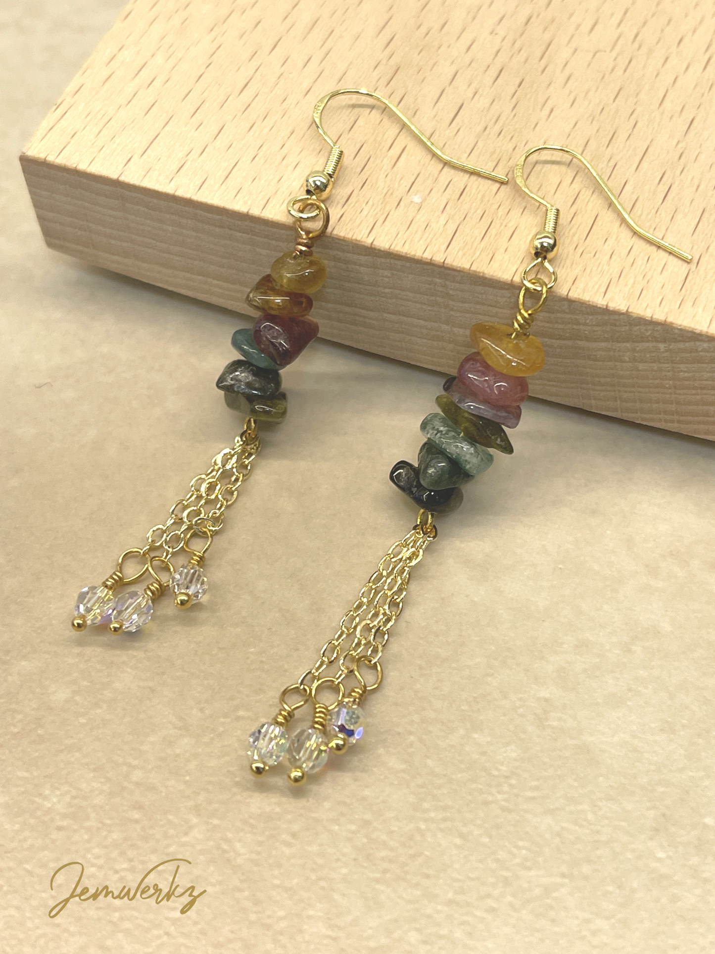 TIANA 1.0 - Tourmaline and Swarovski Crystals Earrings