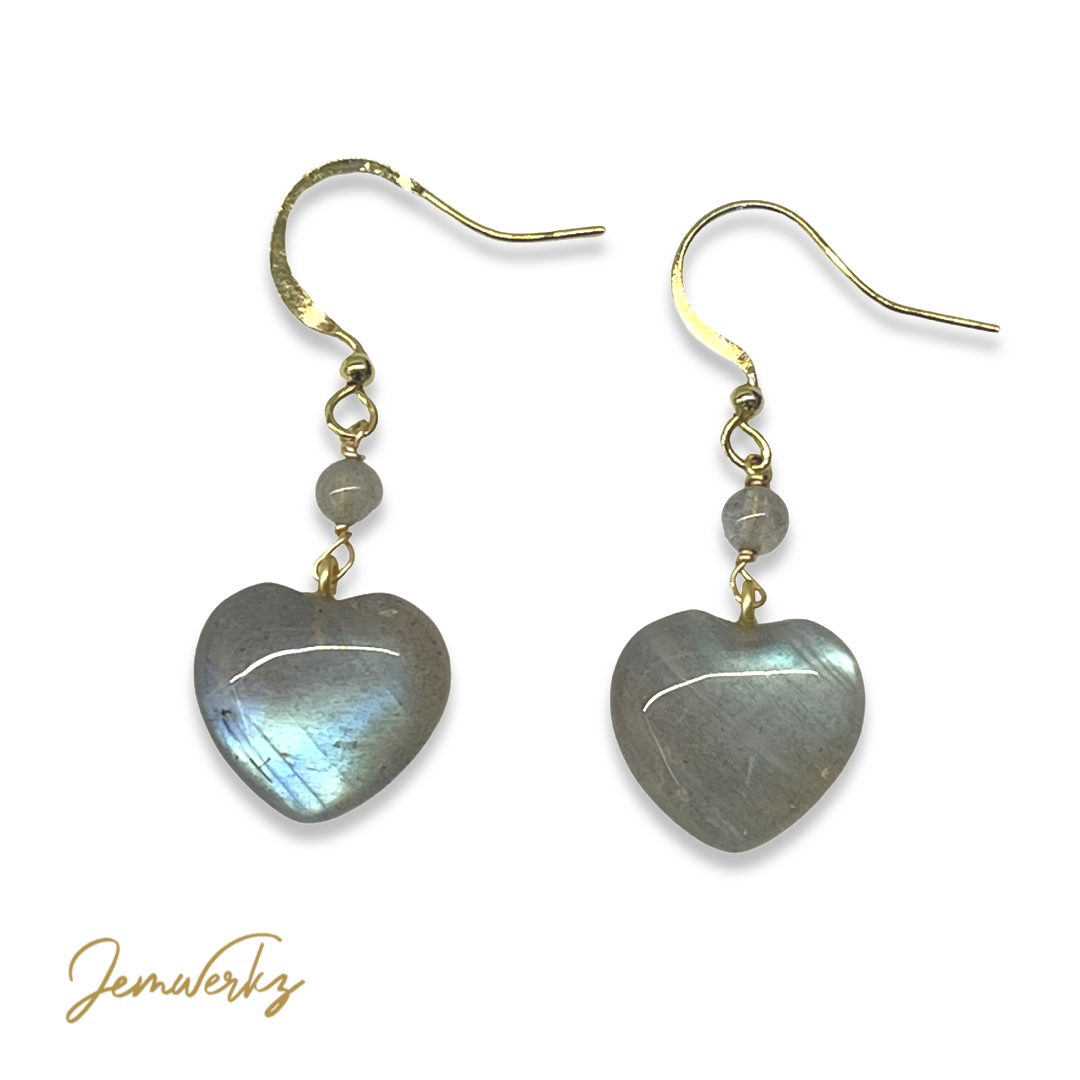 LEIA 1.1 - Labradorite Heart Earrings