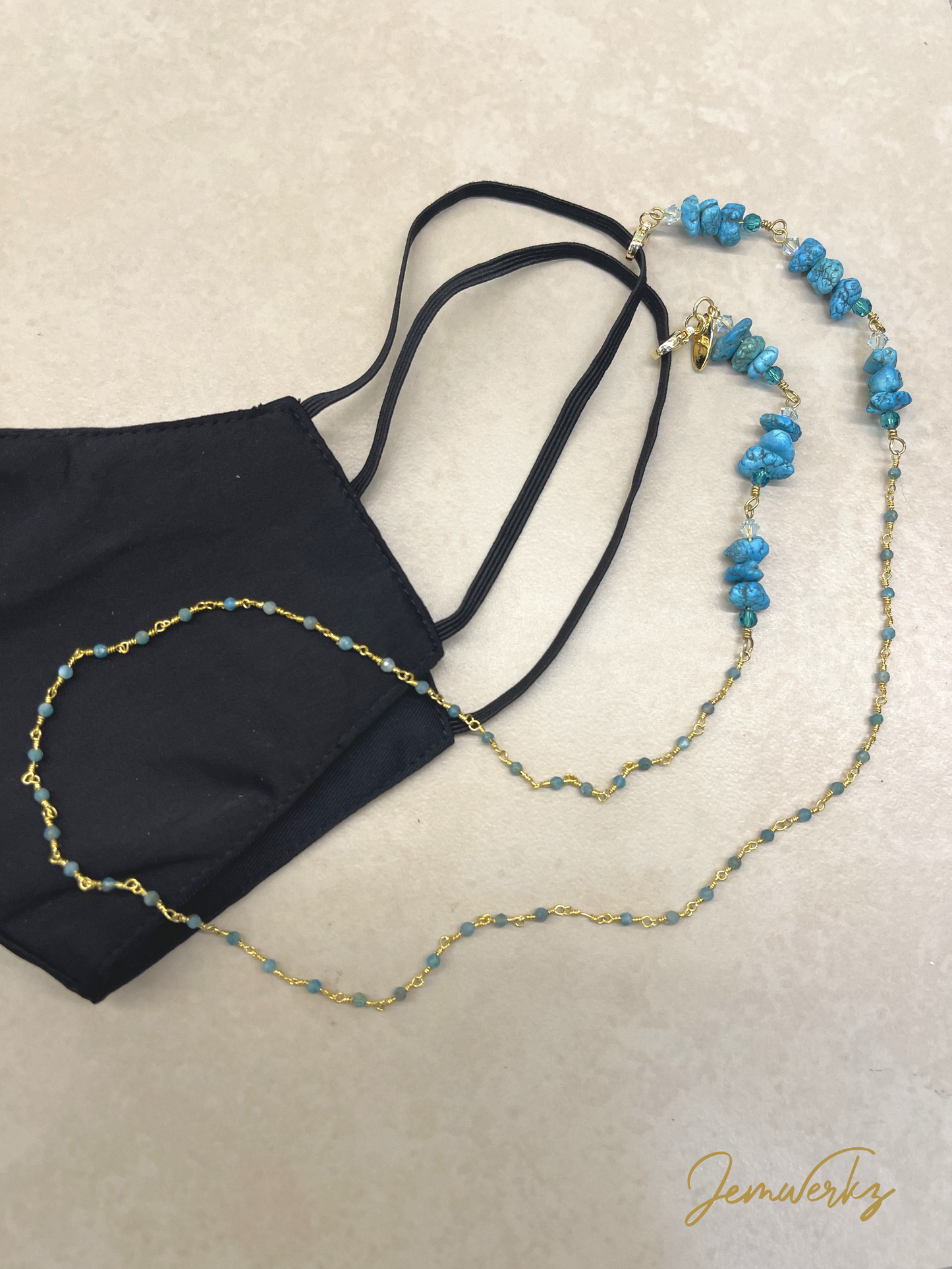 Face Mask Chains | ALETTE - Howlite Mask Chain | Jemwerkz