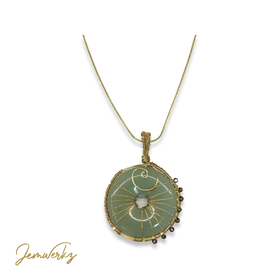 GERI - Green Aventurine Donut Wire-wrapped Pendant