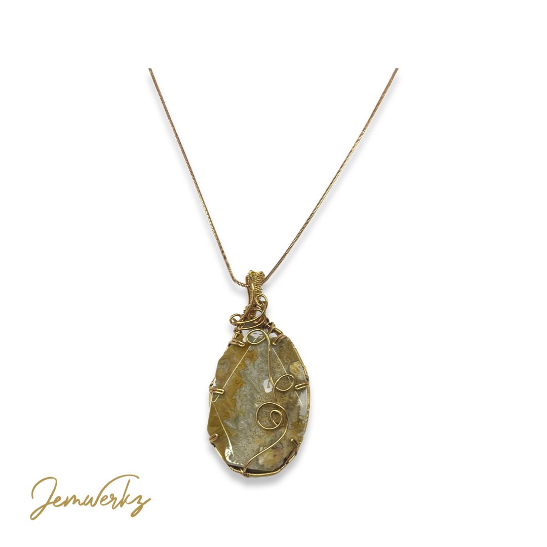 CHARLIZE - Crazy Lace Agate Wire-wrapped Pendant