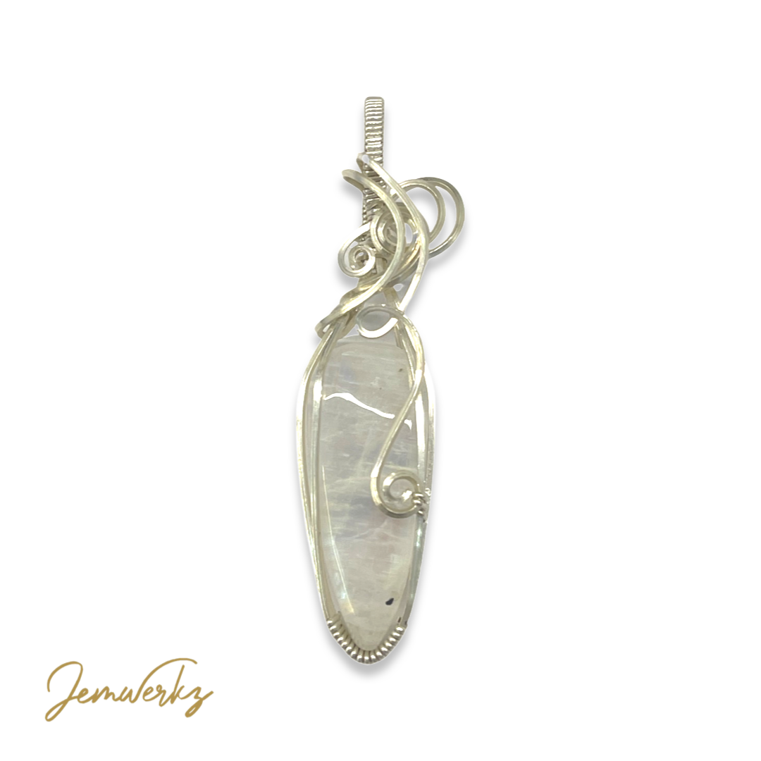 MARLEE - Moonstone Long Teardrop Wire-wrapped Pendant