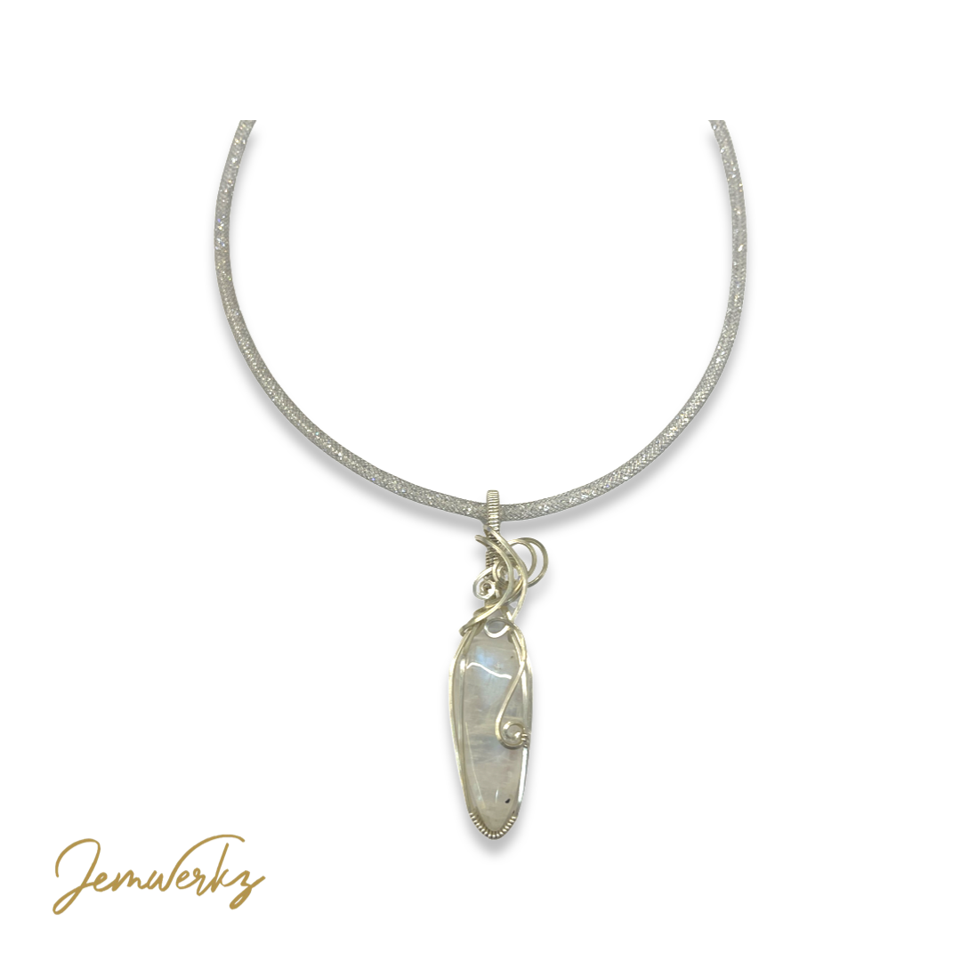 MARLEE - Moonstone Long Teardrop Wire-wrapped Pendant