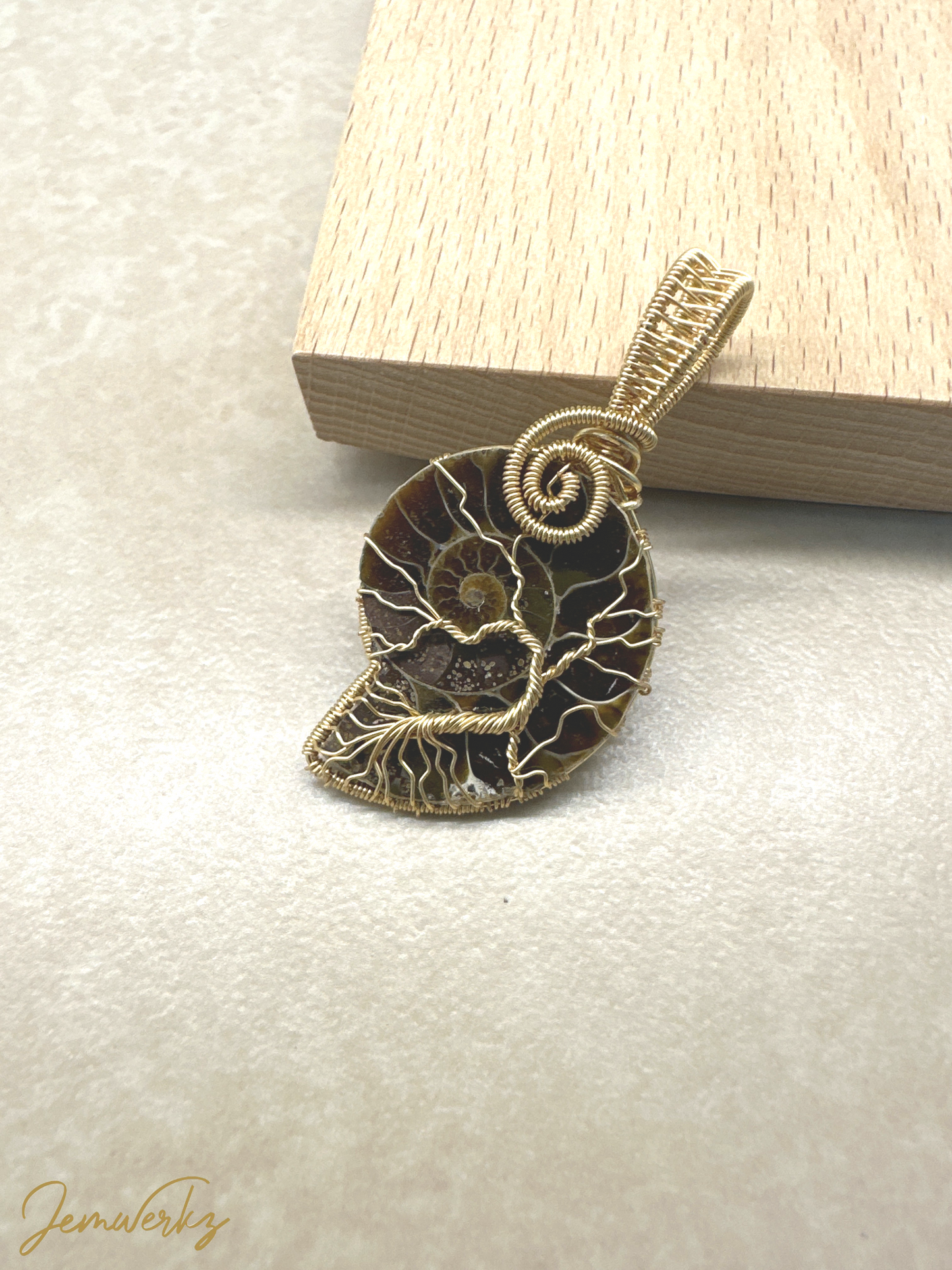 ASTA 1.0 / 1.1 - Ammonite Shell with Tree-of-Life Wire-wrap Pendant