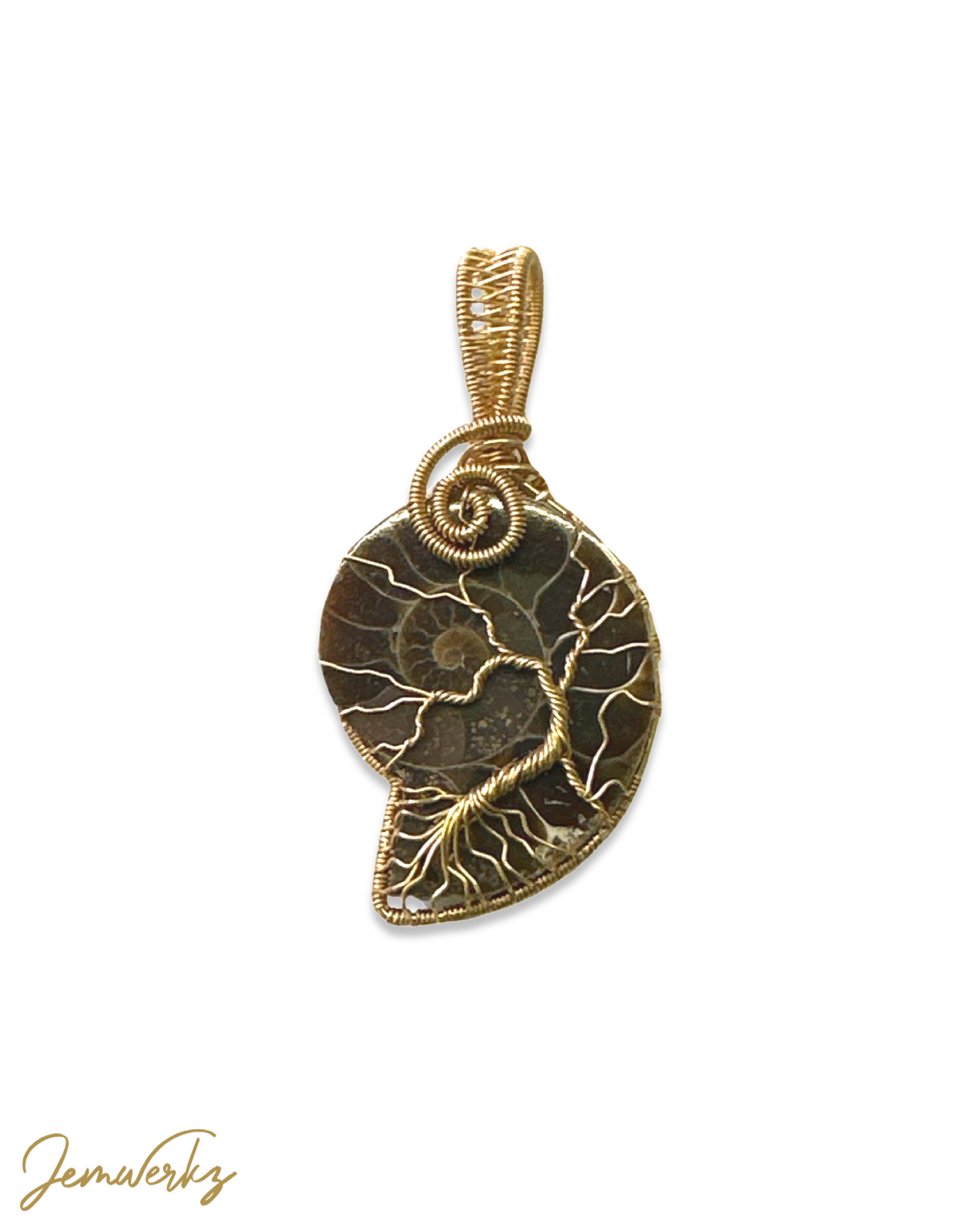 ASTA 1.0 / 1.1 - Ammonite Shell with Tree-of-Life Wire-wrap Pendant