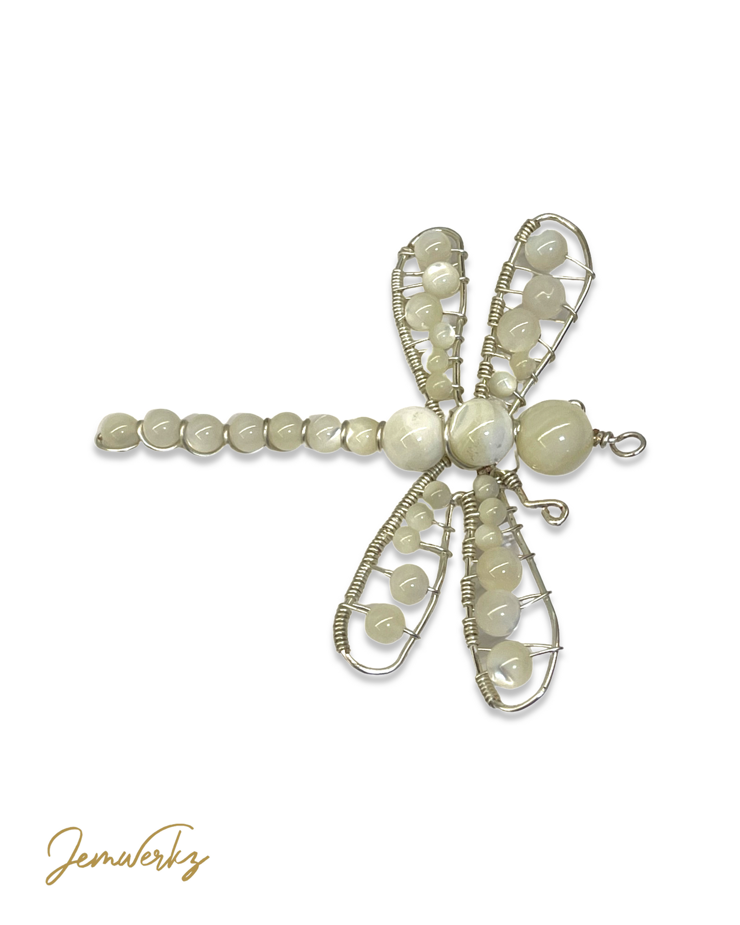 MASHA - Mother-of-Pearl Dragonfly Wire-Wrapped Pendant