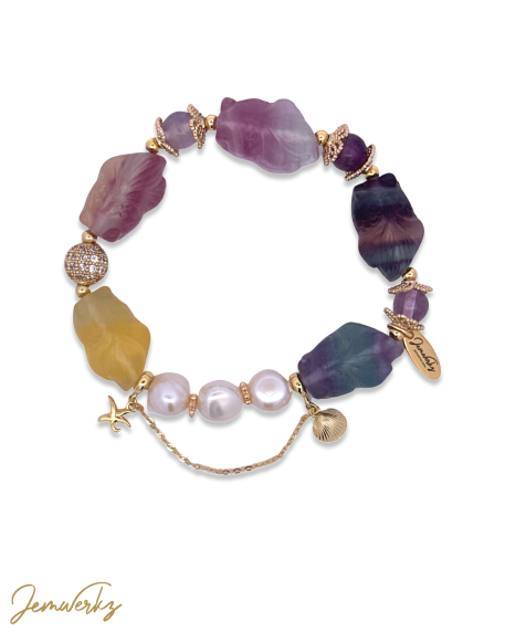 FLORENCE 1.0 - Fluorite Goldfish Bracelet with Freshwater Pearls