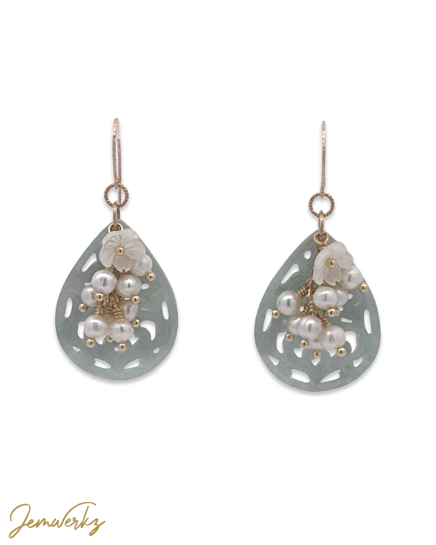 JANESSE 1.0 - Carved Jade Teardrop Earrings