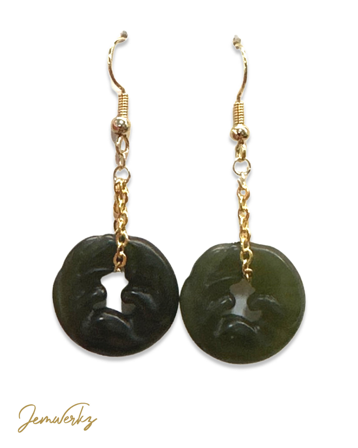 JURINA - Nephrite Jade 9-Tailed Fox Donut Earrings