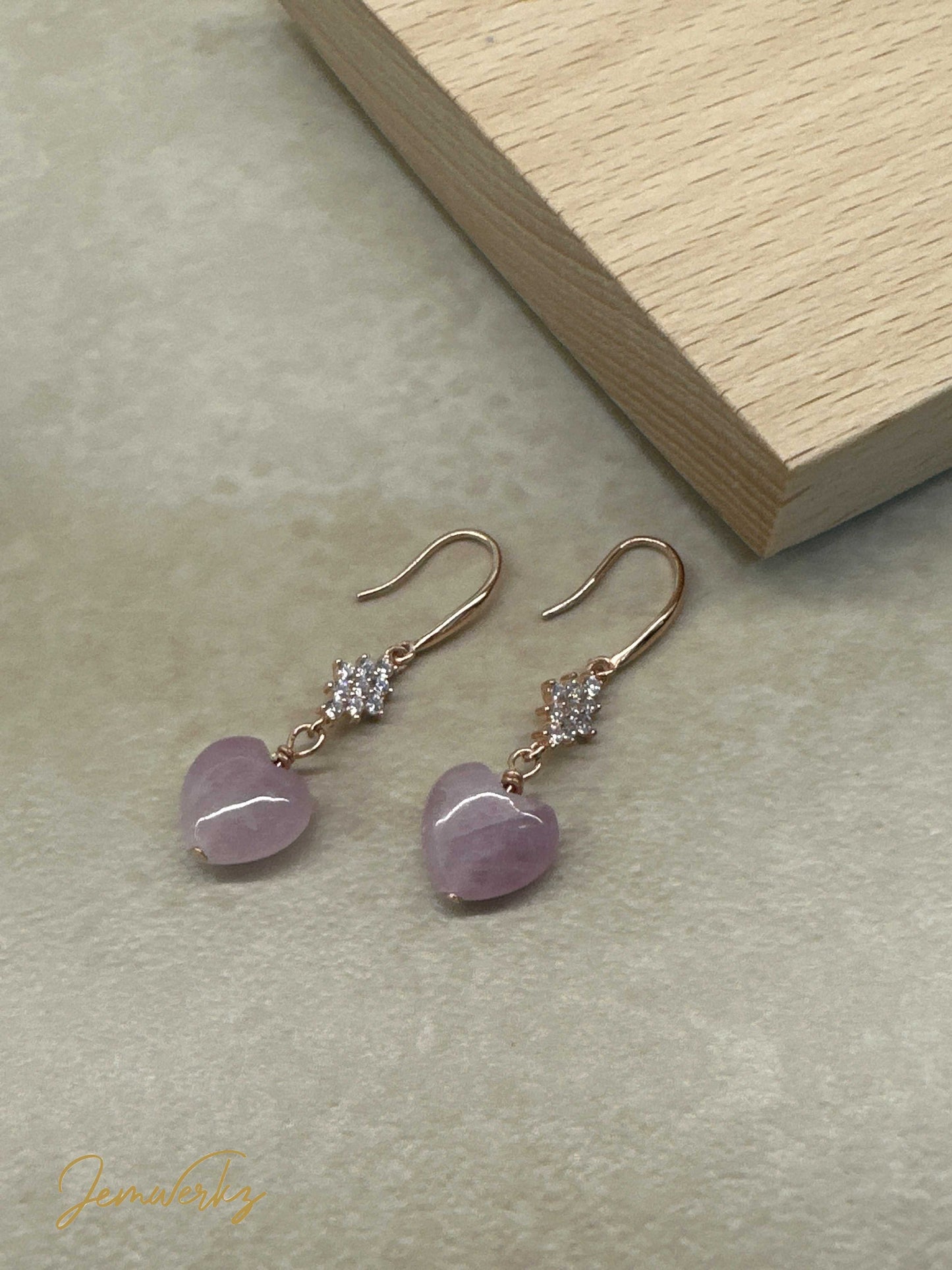 KINSLEY 1.1 - Kunzite Heart Dangling Earrings